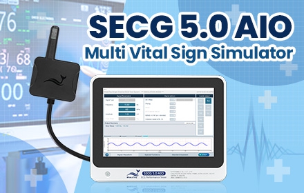 鯨揚科技 SECG 5.0 AIO 多生理訊號模擬器再升級！搭配 PPG-2TF-660 穿透式血氧模組，有效驗證生理監護儀 ECG、SpO2 和 PWTT 性能